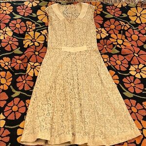 Vintage Mayle Cream Lace Midi Dress